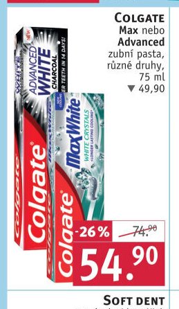 Colgate Max nebo Advanced zubní pasta, 75 ml