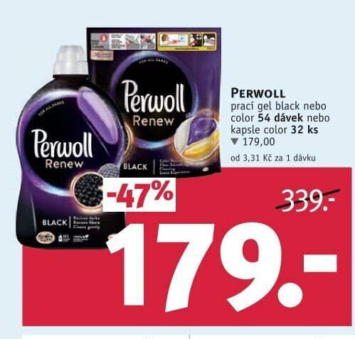PERWOLL prací gel black nebo color 54 dávek nebo kapsle color 32 ks