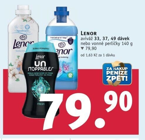 LENOR aviváž 33, 37, 49 dávek nebo vonné perličky 140 g