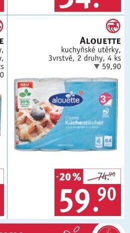 ALOUETTE kuchyňské utěrky, 3vrstvé, 2 druhy, 4 ks