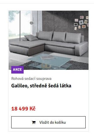 Rohová sedací souprava Galileo, středně šedá látka