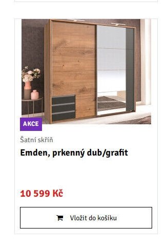 Šatní skříň Emden, prkenný dub/grafit
