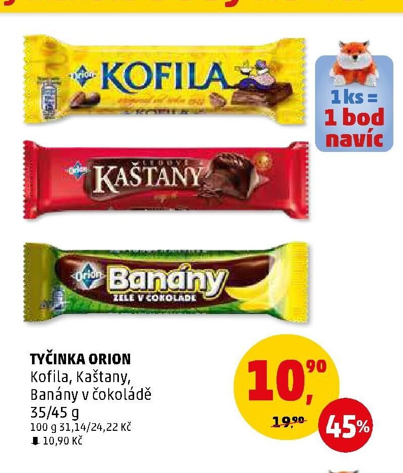 TYČINKA ORION Kofila, Kaštany, Banány v čokoládě - Penny Market aktualniletaky.eu