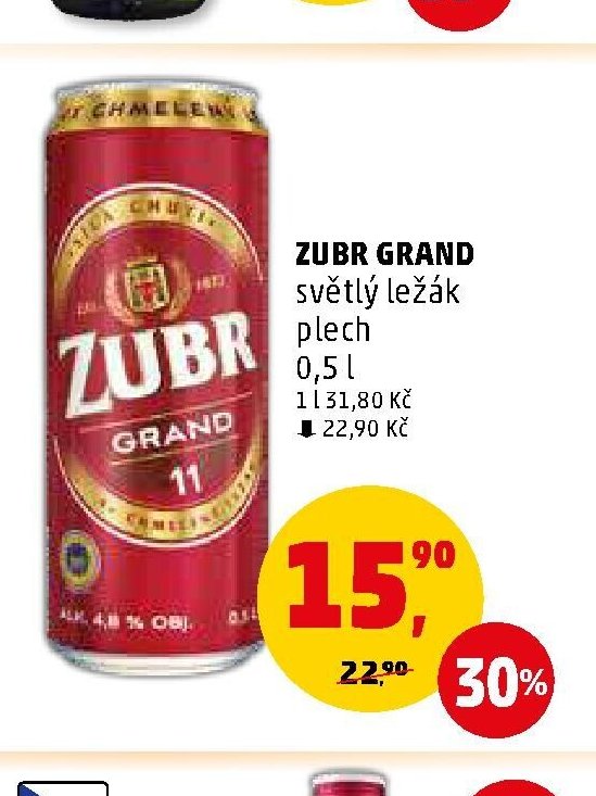 ZUBR GRAND světlý ležák plech 0,5 l - Penny Market aktualniletaky.eu