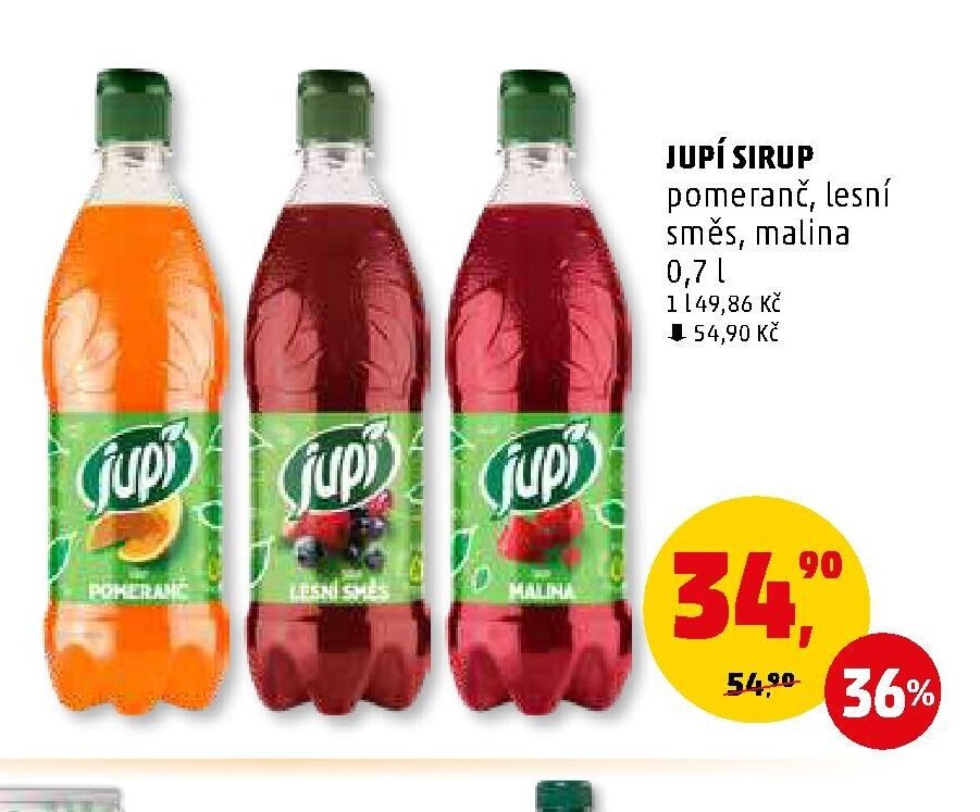 JUPÍ SIRUP pomeranč, lesní směs, malina - Penny Market aktualniletaky.eu