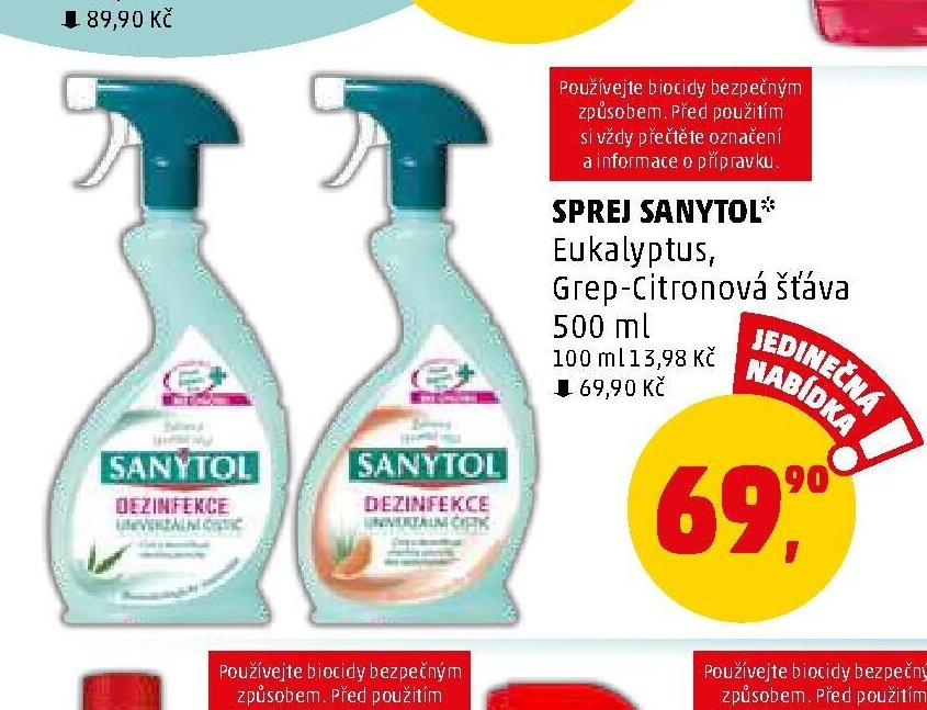SPREJ SANYTOL Eukalyptus, Grep-Citronová šťáva - Penny Market aktualniletaky.eu
