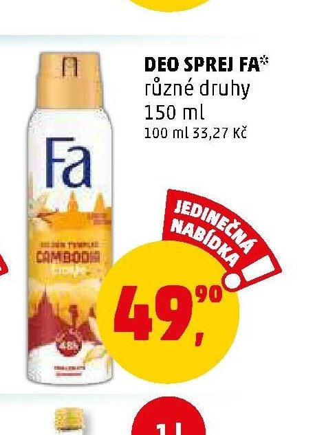 DEO SPREJ FA různé druhy - Penny Market aktualniletaky.eu