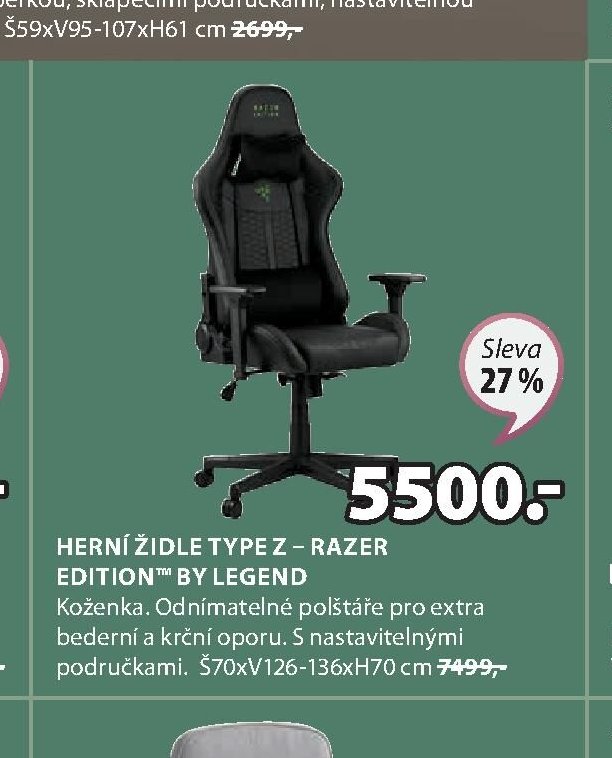 HERNÍ ŽIDLE TYPE Z – RAZER EDITION™ BY LEGEND