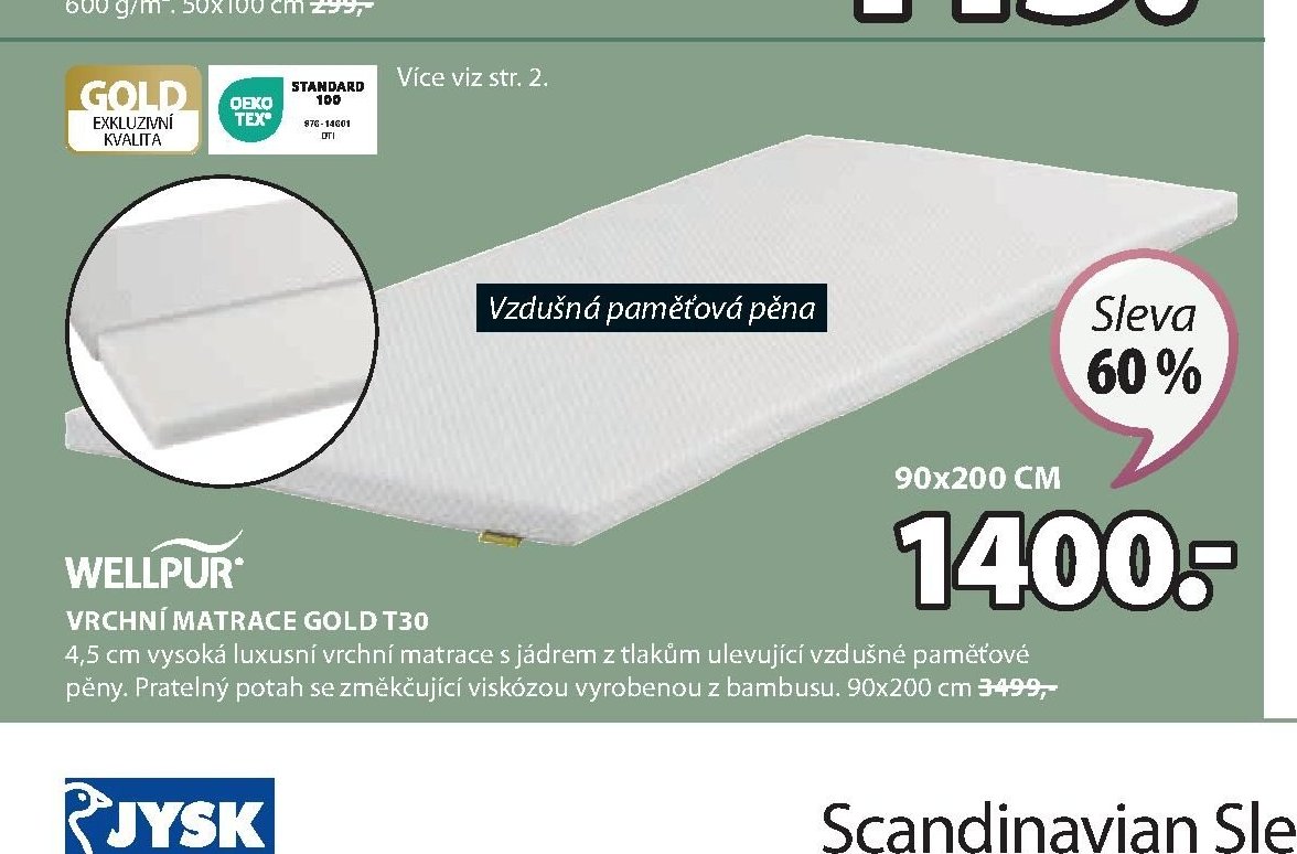 VRCHNÍ MATRACE GOLD T30