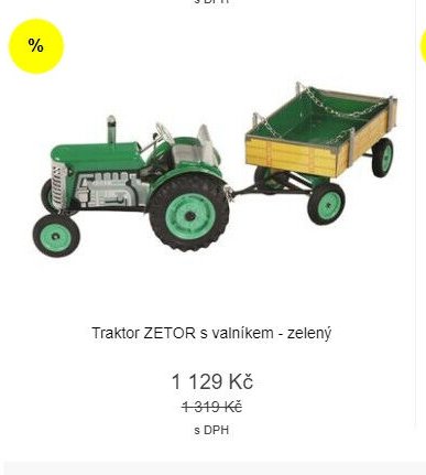 Traktor ZETOR s valníkem - zelený