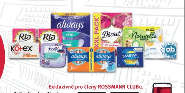 Always, Ria, Discreet, Naturella, O.B., Tampax