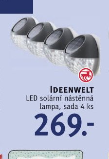 IDEENWELT LED solární nástěnná lampa, sada 4 ks