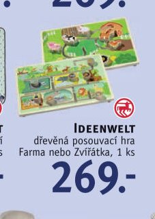 IDEENWELT dřevěná posouvací hra Farma nebo Zvířátka, 1 ks