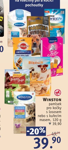 WINSTON pamlsek pro kočky s lososem nebo s kuřecím masem, 120 g