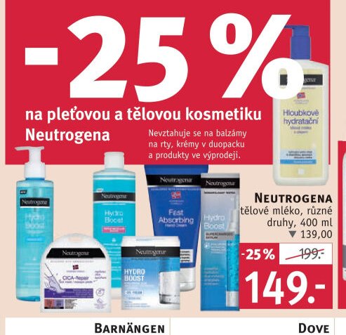 Neutrogena tělové mléko, různé druhy