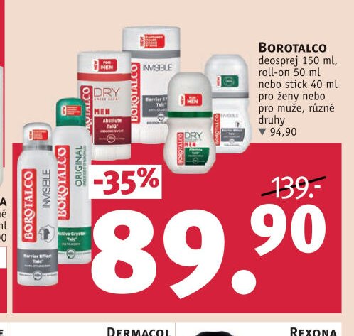 Borotalco deosprej 150 ml, roll-on 50 ml nebo stick 40 ml
