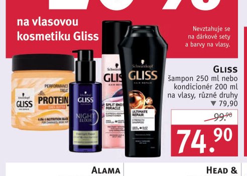 Gliss šampon 250 ml nebo kondicionér 200 ml