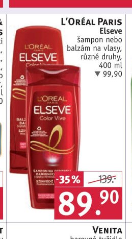 L'Oréal Paris Elseve šampon nebo balzám na vlasy, různé druhy, 400 ml
