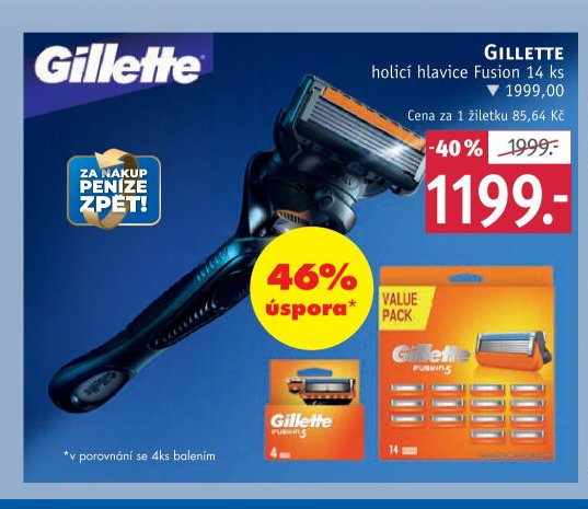 GILLETTE holicí hlavice Fusion 14 ks