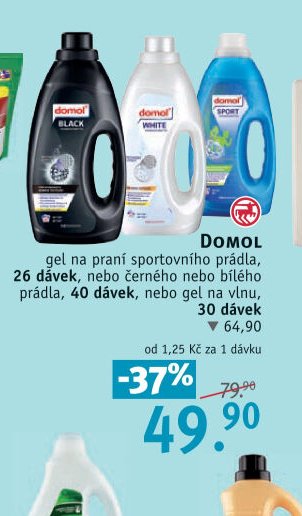 Domol gel na praní sportovního prádla, 26 dávek, nebo černého nebo bílého prádla, 40 dávek, nebo gel na vlnu, 30 dávek