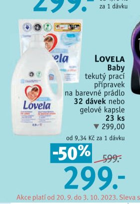 Lovela Baby tekutý prací přípravek na barevné prádlo 32 dávek nebo gelové kapsle 23 ks