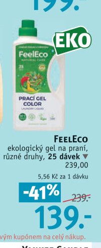 Feeleco ekologický gel na praní, různé druhy, 25 dávek