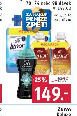 Lenor vonné perličky do praní, různé druhy, 210 g, nebo aviváž 55, 70, 74 nebo 98 dávek