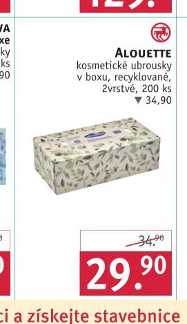 Alouette kosmetické ubrousky v boxu, recyklované, 2vrstvé, 200 ks