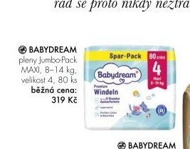 BABYDREAM pleny Jumbo-Pack MAXI, 8-14 kg, velikost 4, 80 ks