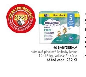 BABYDREAM prémiové plenkové kalhotky Junior, 12-17 kg, velikost 5, 40 ks
