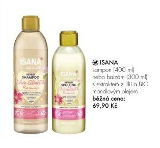 ISANA šampon (400 ml) nebo balzám (300 ml) s extraktem z lilií a BIO mandlovým olejem