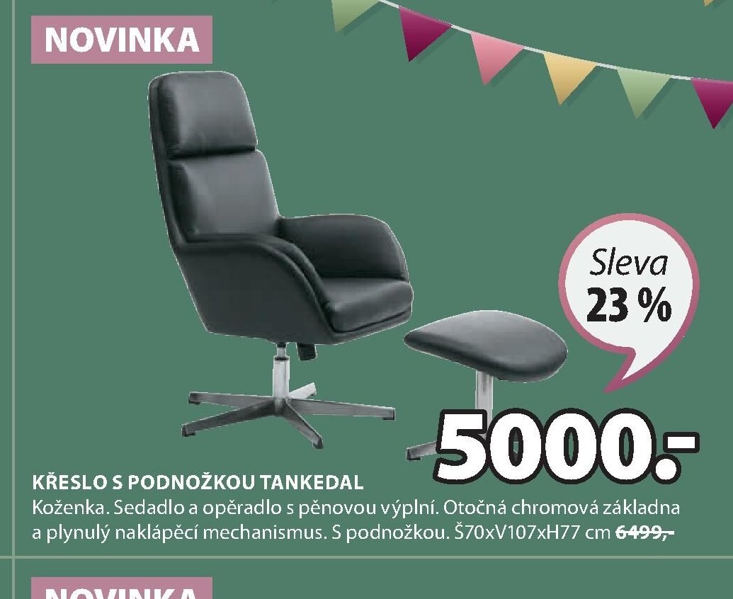KŘESLO S PODNOŽKOU TANKEDAL