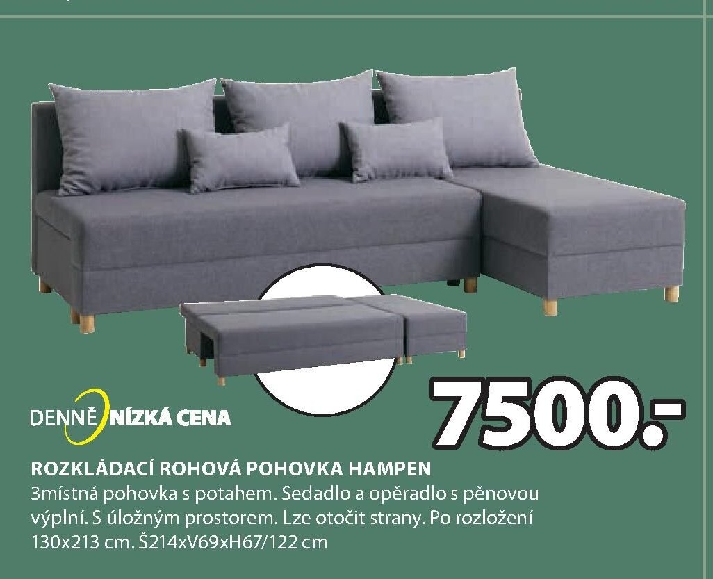 ROZKLÁDACÍ ROHOVÁ POHOVKA HAMPEN