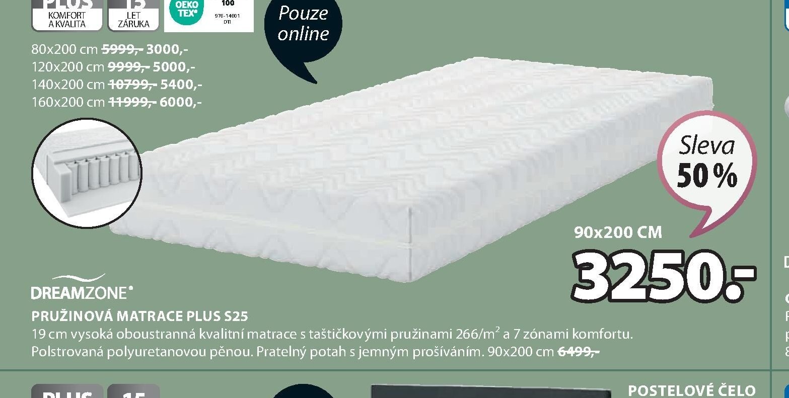 PRUŽINOVÁ MATRACE PLUS S25