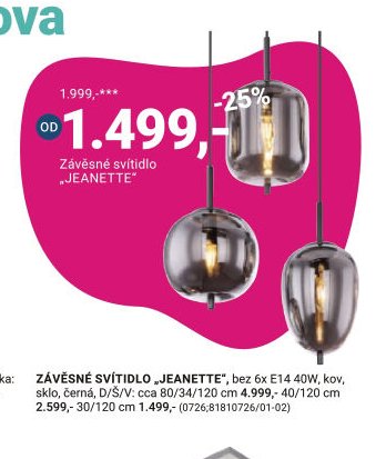 ZÁVĚSNÉ SVÍTIDLO „JEANETTE“