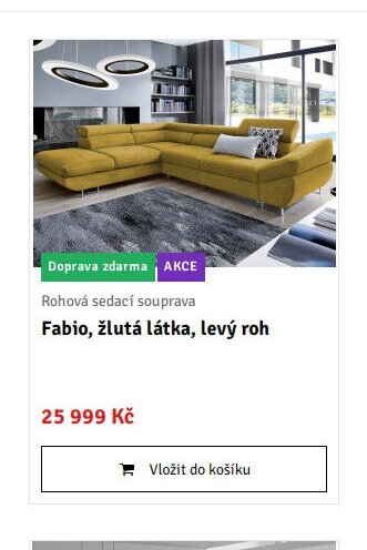 Fabio, žlutá látka, levý roh