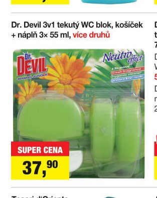 Dr. Devil 3v1 tekutý WC blok, košíček + náplň 3x 55 ml