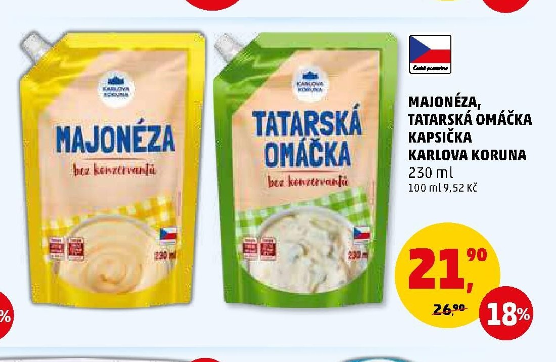 Majonéza, tatarská omáčka Karlova Koruna - Penny Market aktualniletaky.eu