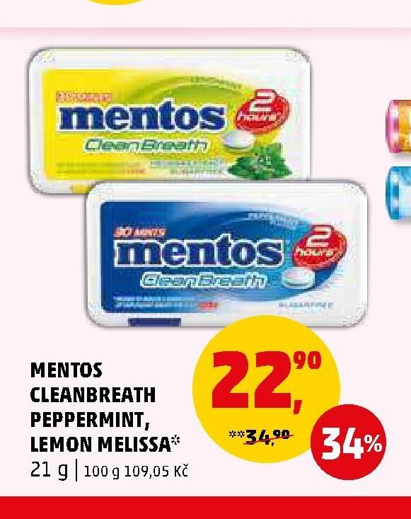 MENTOS CLEANBREATH PEPPERMINT, LEMON MELISSA 21 g - Penny Market aktualniletaky.eu