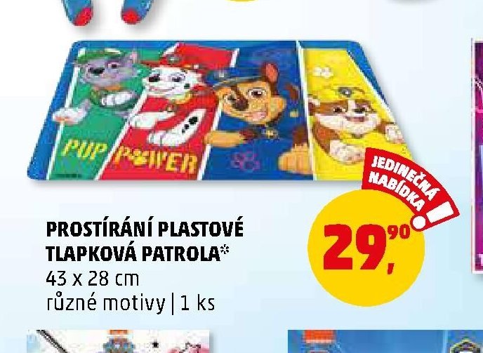 Prostírání plastové Tlapková patrola - Penny Market aktualniletaky.eu