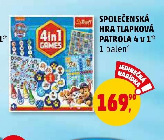 Společenská hra Tlapková patrola 4 v 1 - Penny Market aktualniletaky.eu