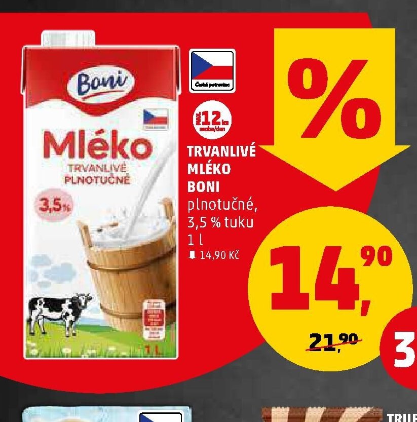 Trvanlivé mléko Boni plnotučné 3,5 % tuku 1 l - Penny Market aktualniletaky.eu