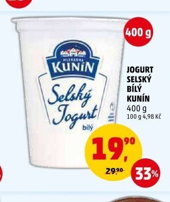 Jogurt selský bílý Kunín 400 g - Penny Market aktualniletaky.eu
