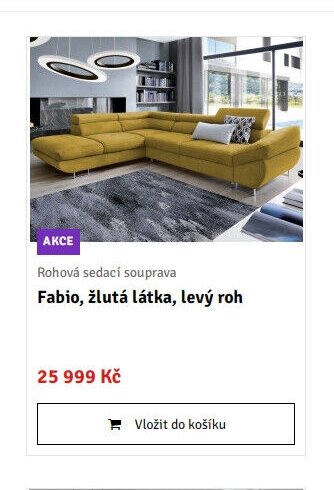 Fabio, žlutá látka, levý roh