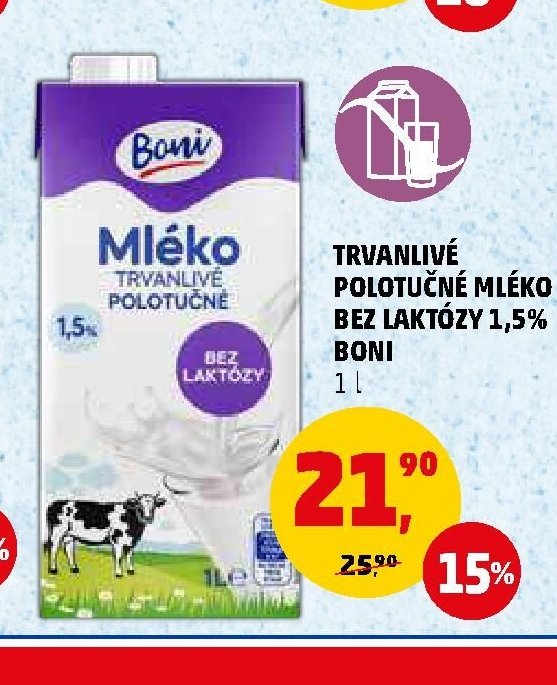 Trvanlivé polotučné mléko bez laktózy Boni - Penny Market aktualniletaky.eu