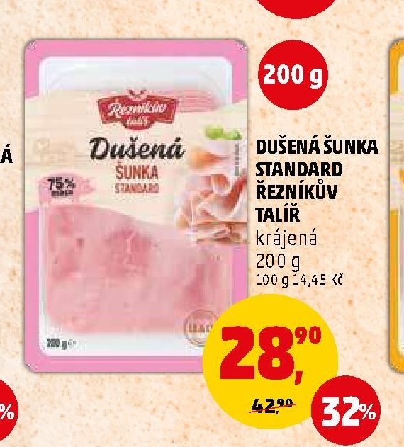 DUŠENÁ ŠUNKA STANDARD ŘEZNÍKŮV TALÍŘ krájená 200 g - Penny Market aktualniletaky.eu