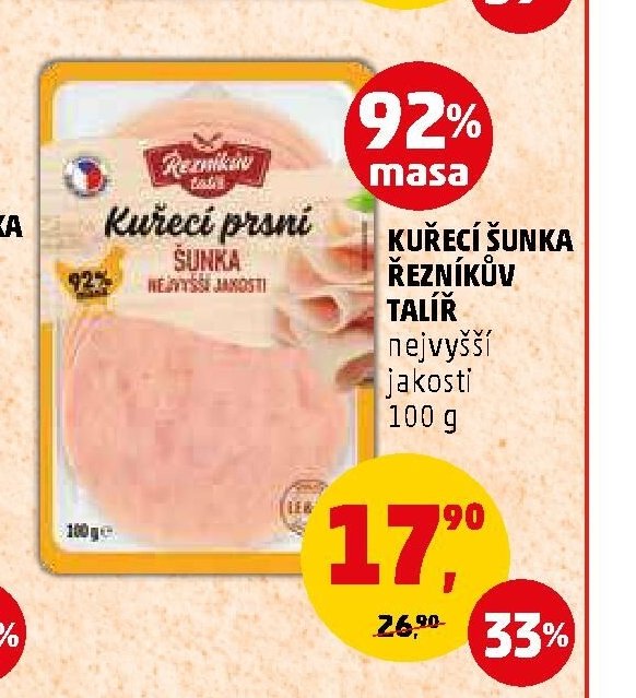 KUŘECÍ ŠUNKA ŘEZNÍKŮV TALÍŘ nejvyšší jakosti 100 g - Penny Market aktualniletaky.eu