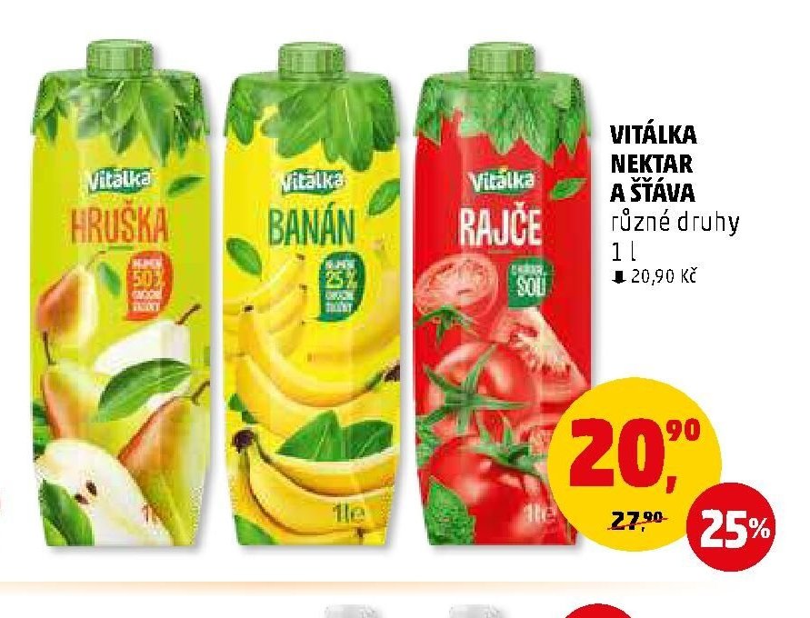 Vitálka nektar a šťáva různé druhy 1 l - Penny Market aktualniletaky.eu