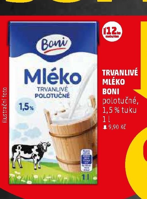 Trvanlivé mléko Boni, 1,5 % tuku, 1 l - Penny Market aktualniletaky.eu