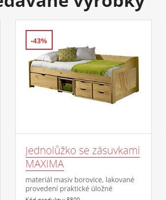 Jednolůžko se zásuvkami MAXIMA